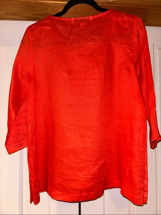 Caroline Rose Orange Linen-Blend Button-Detail Tunic - Picture 5 of 6